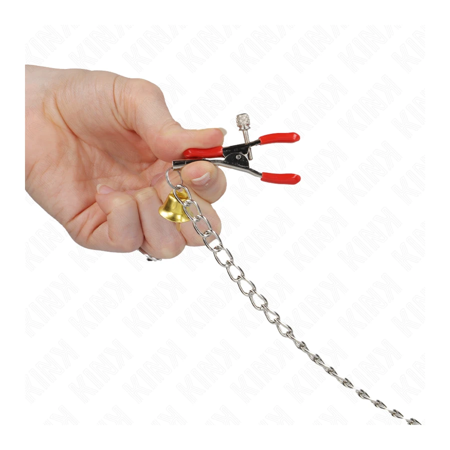 KINK - MORSETTI PER CAPEZZOLI TRIPLI E CLIT ROSSO CON CATENA 30 CM